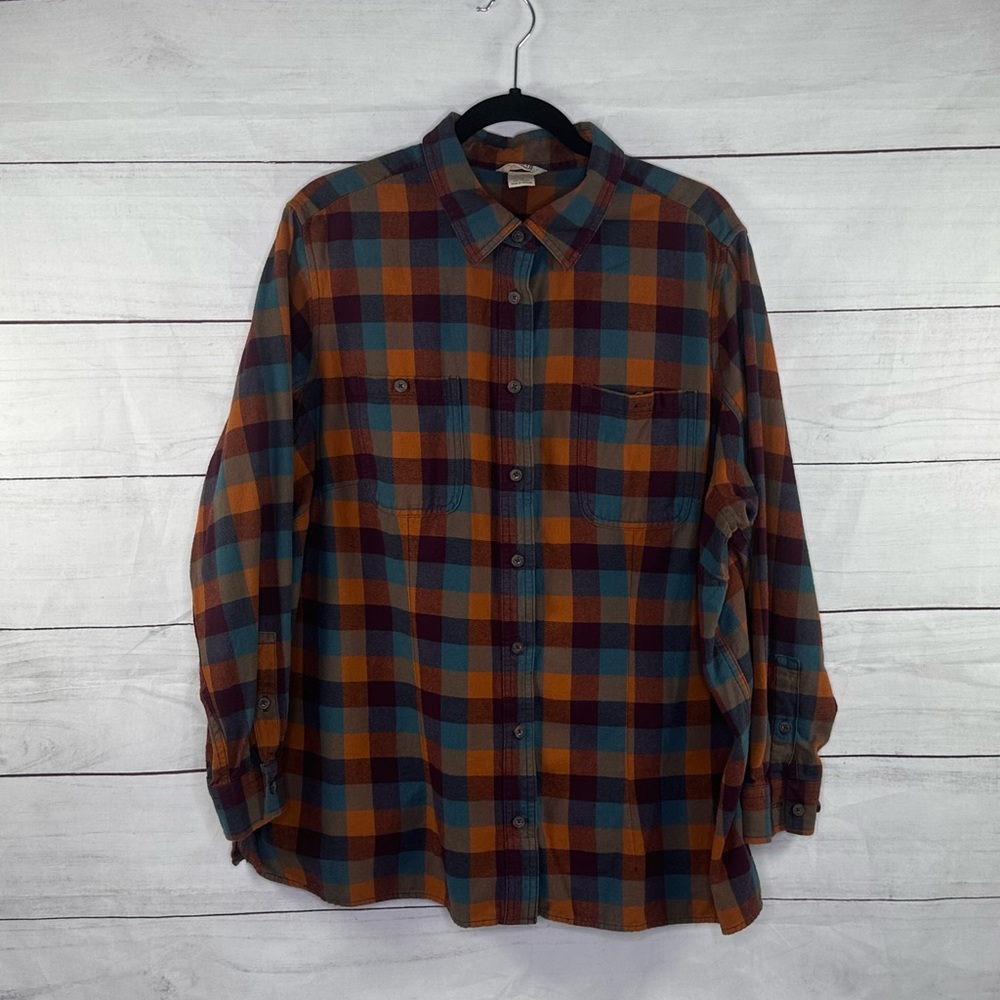 Duluth Trading Co. Women's Button Down Plaid Long Sleeve Shirt Sz 2X